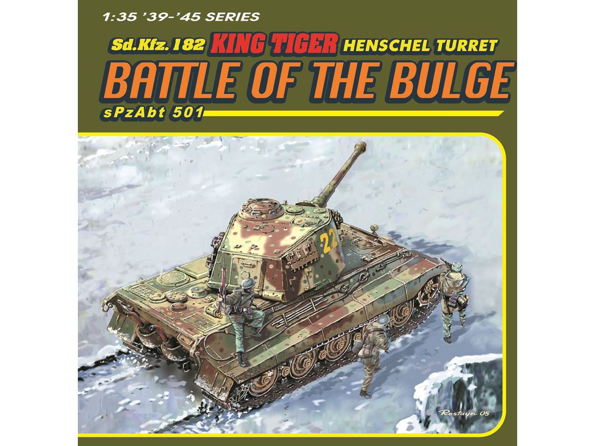 WWII German King Tiger Henschel Turret 501st Heavy Tank Battalion Battle of the Bulge Magic Tracks/Aluminum Barrel/3D Printed Muzzle Brake/Metal Shells/8 Fallschirmjager Figures Included Luxury Edition