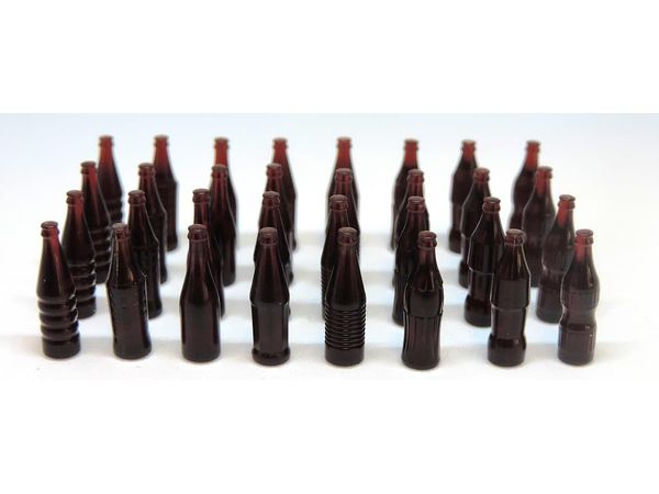 Beverage Bottle Set of 32 (8 types x 4 Bottles) Brown Miniature